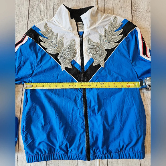 Victoria's Secret PINK •Size XS• Full Zip Windbreaker w/ Sequin Design Blue - Picture 5 of 11